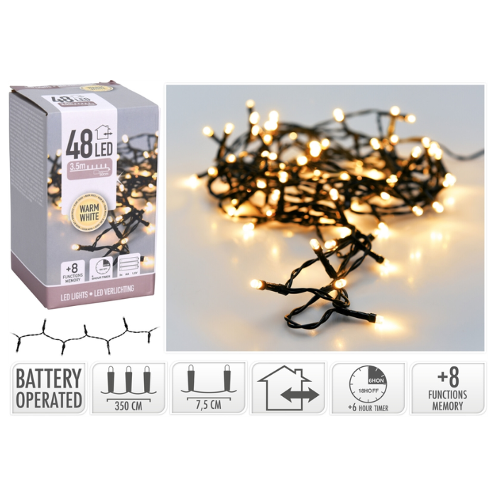 LED Lyskæde 48 LED Varm Hvid til Julepynt