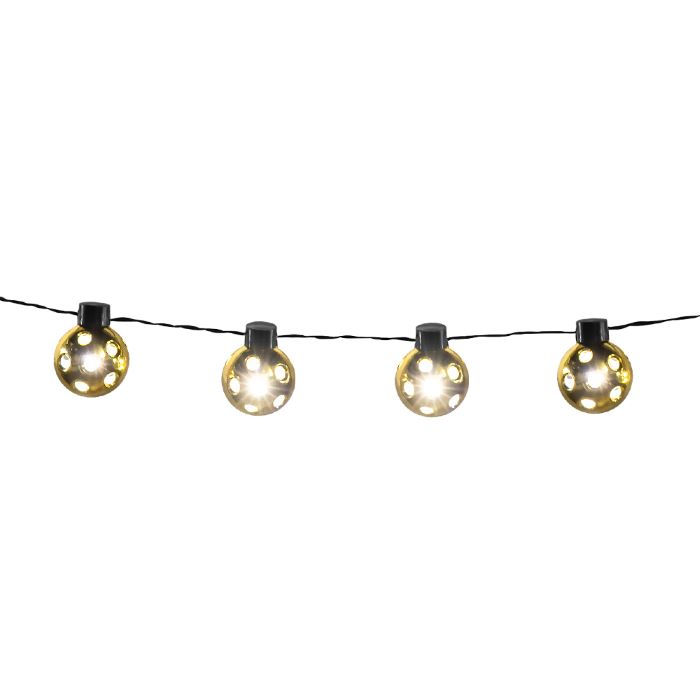 LED Lyskæde med Guld Kugler - 140 cm til Feststemning