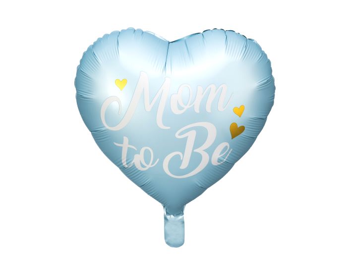 Lyseblå Hjerte Folieballon til Babyshower - 35 cm