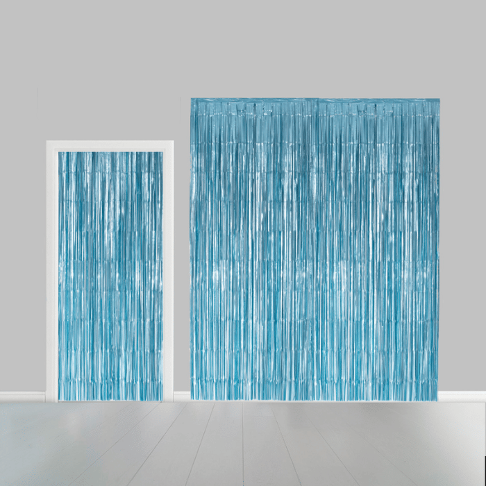 Lyseblå Glimmerforhæng til Fest - 100 x 240 cm