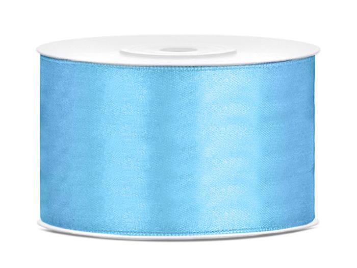 Lyseblåt Satinbånd 38 mm x 25 m - Udsalg!