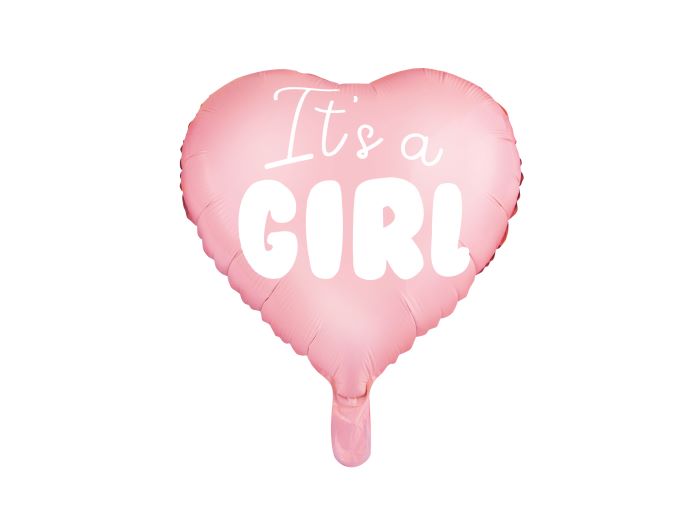 Lyserød Hjerte Folieballon til Babyshower - 45 cm