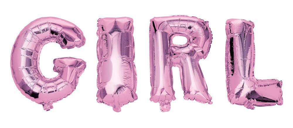 Lyserøde Bogstavballoner til Baby Shower - GIRL