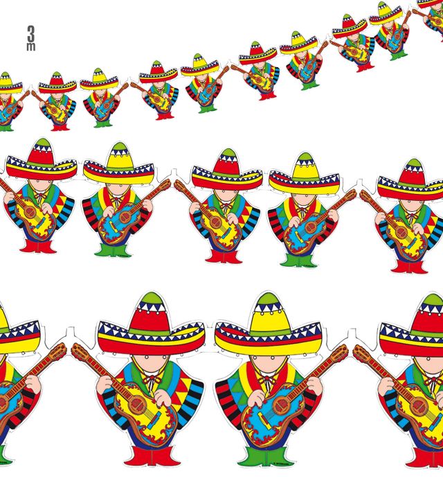 Mexicansk Mariachi Guirlande til Temafest - 3 m