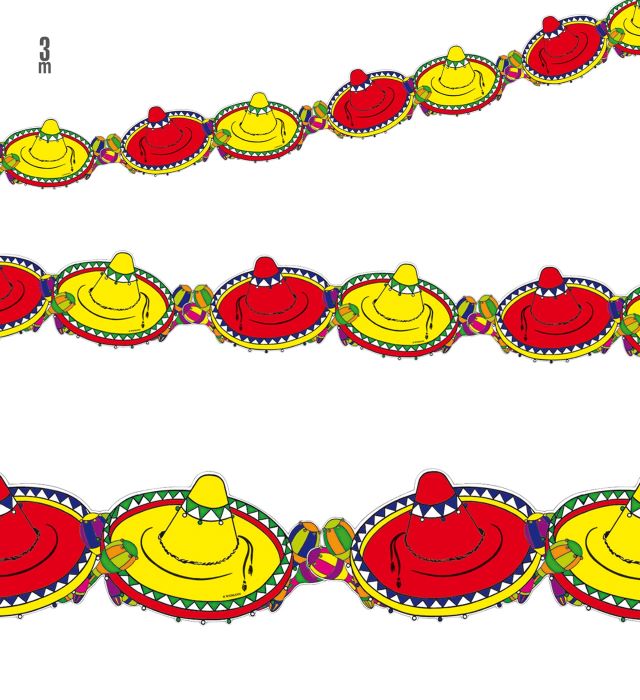 Mexicansk Sombrero Guirlande til Temafest - 3 m