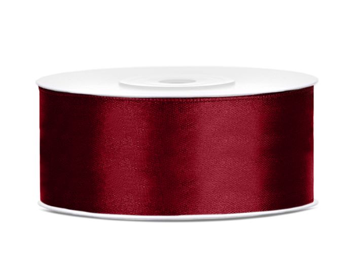 Mørkt Rødt Satinbånd - 25 mm x 25 m til Udsmykning