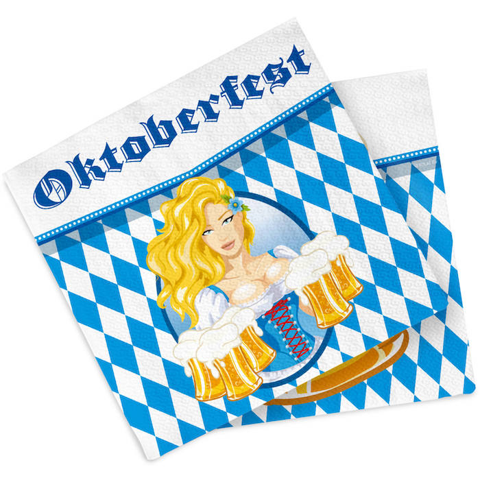 Oktoberfest Servietter med Pige - 20 stk. til Festen