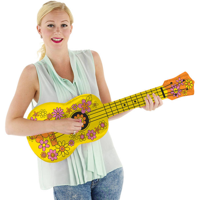 Oppustelig Gul Ukulele til Temafest - 80 cm