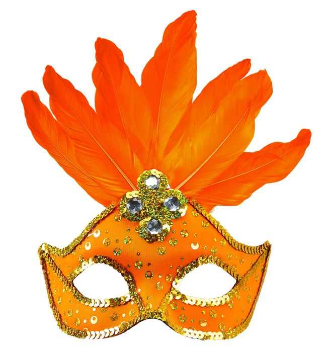 Orange Fjer Maske til Fest - Begrænsede Tilbud!
