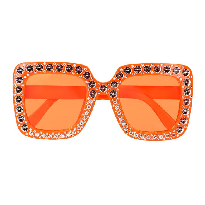 Orange Disko Briller med Bling til Festen