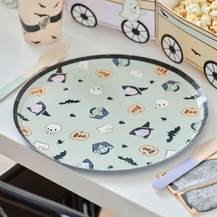 Pap Tallerkner til Halloween - 8 stk. med søde motiver