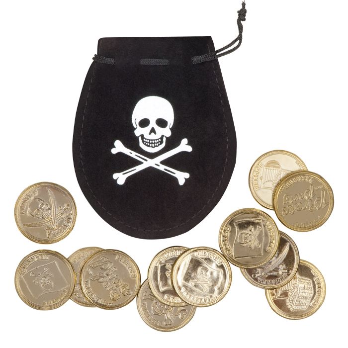 Piratpose med 12 guldmønter til temafest!