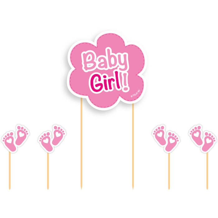 "Baby Girl Kagedekoration i Pink - Perfekt til Fest"