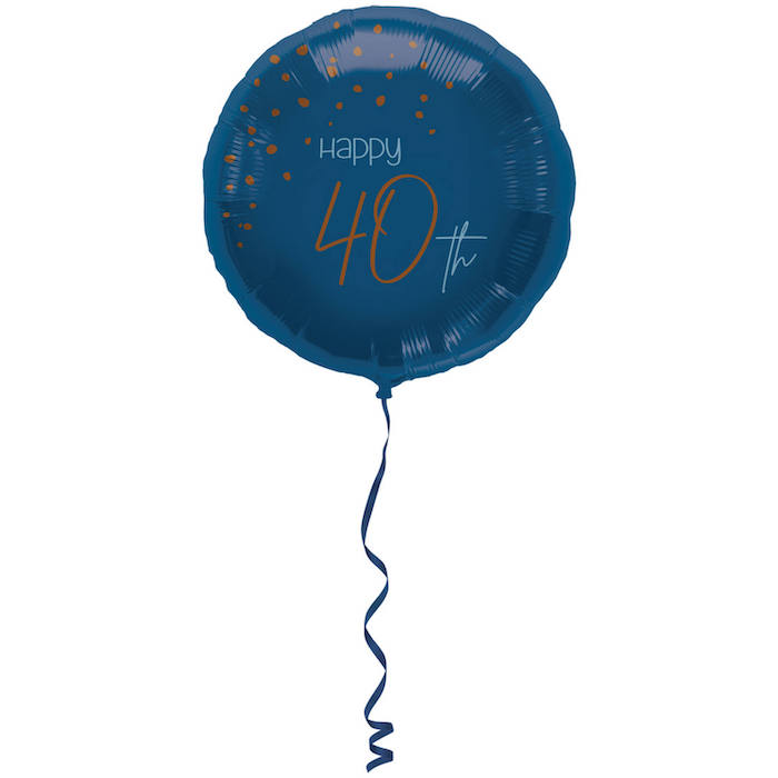 "Blå Folie Ballon 'Happy 40th' - 45 cm til Fødselsdag"