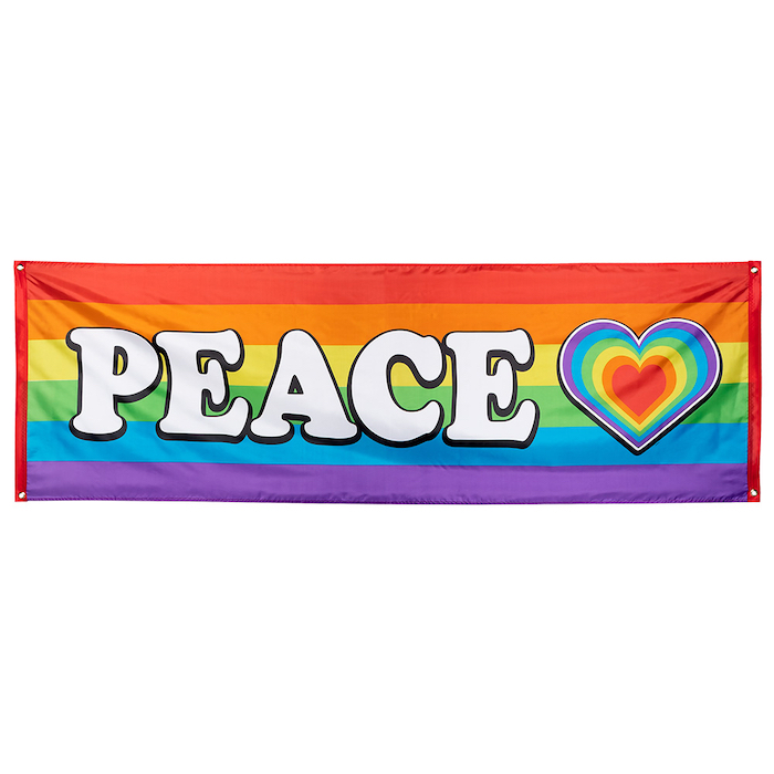 "Regnbuefarvet 'Peace' Banner til Fest - 74x220 cm"