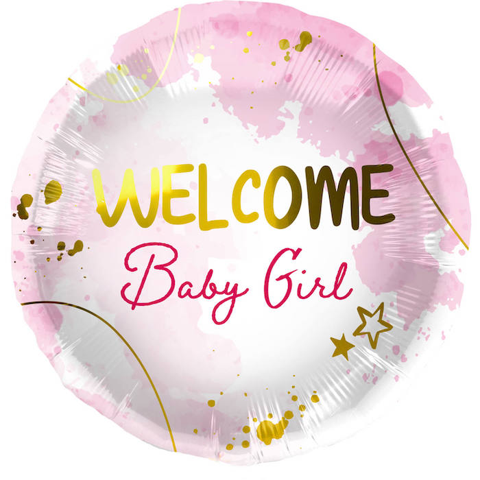 "Velkommen Baby Pige Folie Ballon Pink - 45 cm"