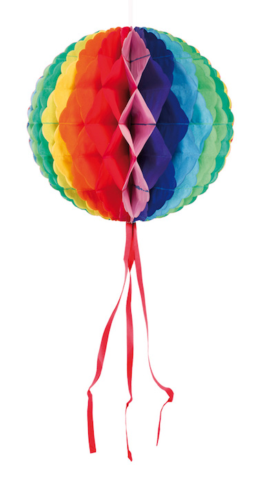 Regnbue Multifarvet Rund Honeycomb 30 cm - Festpynt!