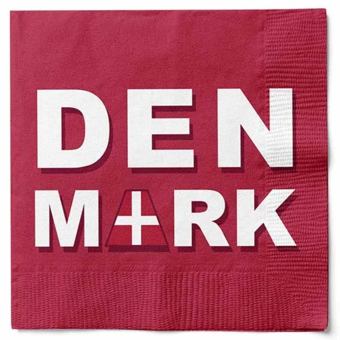 Røde Servietter med Danmark Motiv - 20 stk.