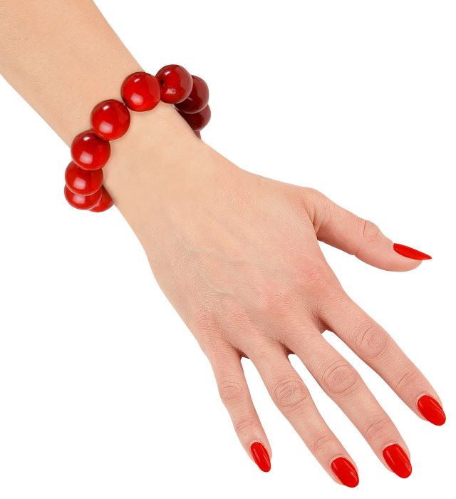 Rødt 70'er Perle Armbånd til Temafest - Gør festen festlig!
