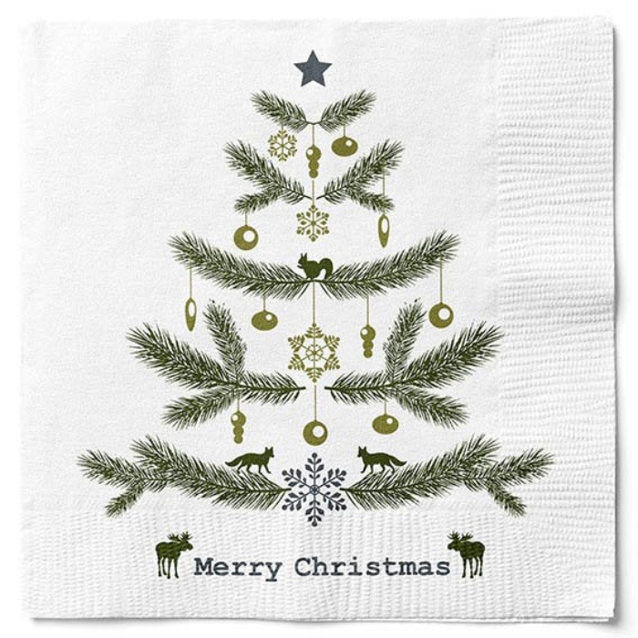 Juletræ Servietter - Merry Christmas fra Det Gamle Apotek