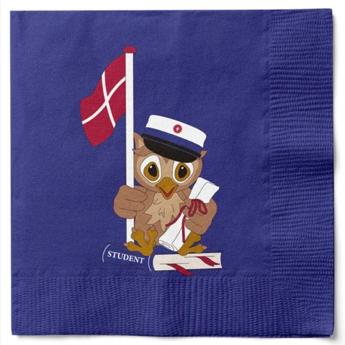 Ugle Servietter med Blå Studenterhue - Festtilbud!