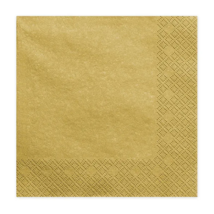 Guld Servietter 20 stk. 33x33 cm - Perfekt til fest!
