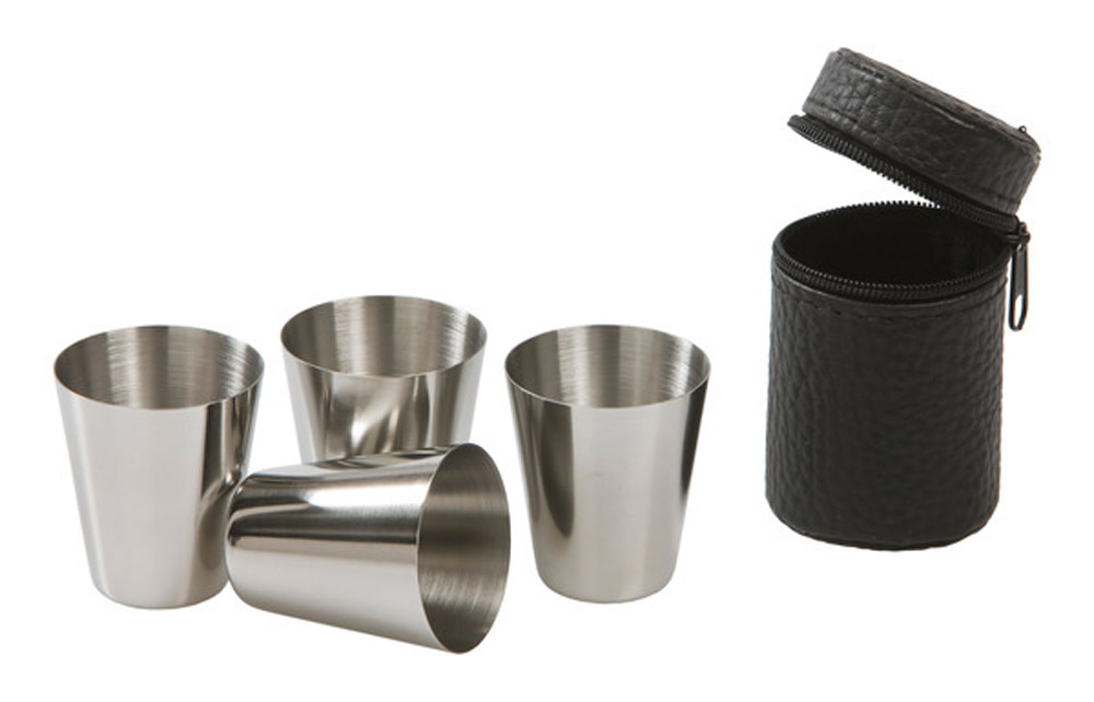 Stål Shotglas Sæt med Etui – Perfekt til Festlige Anledninger!