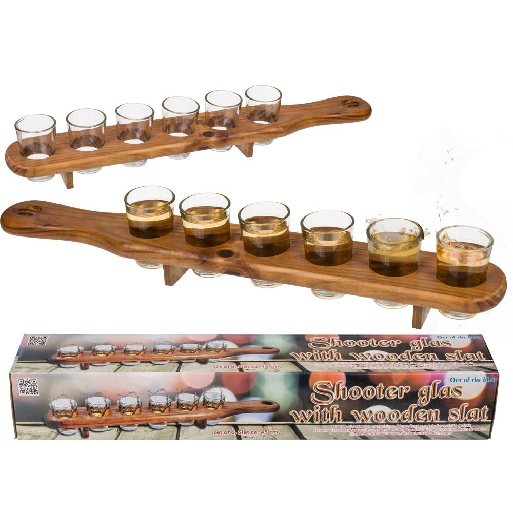Shotglas med Træserveringsbræt – Perfekt til Festlige Stunder!