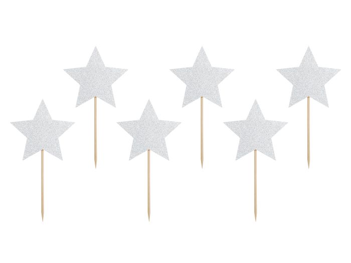Sølv Glitter Stjerne Madpinde - Perfekt til Festdekoration!