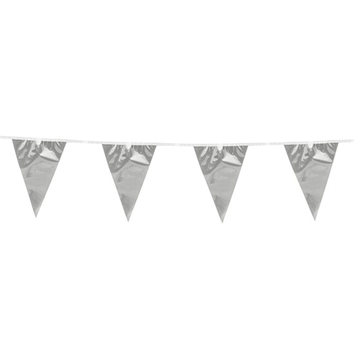 Sølv Metallic Flagguirlande - Perfekt til festlige anledninger