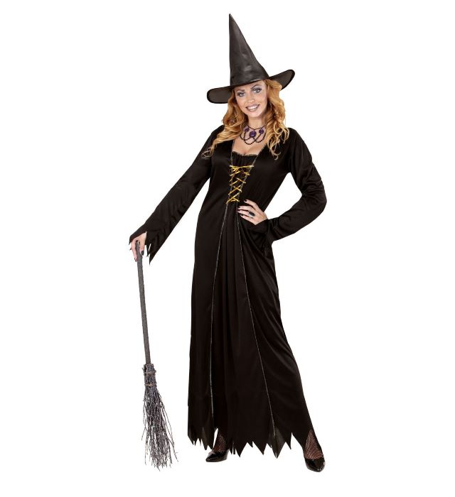 Sort Hekse Kjole Sæt - Perfekt til Halloween Fest!