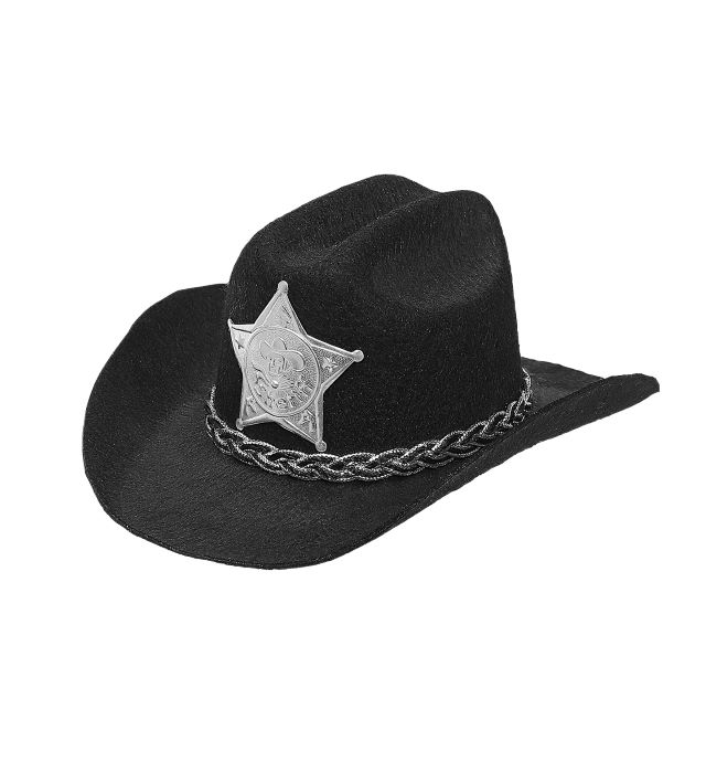 Sort Mini Sherif Cowboy Hat til Temafesten!