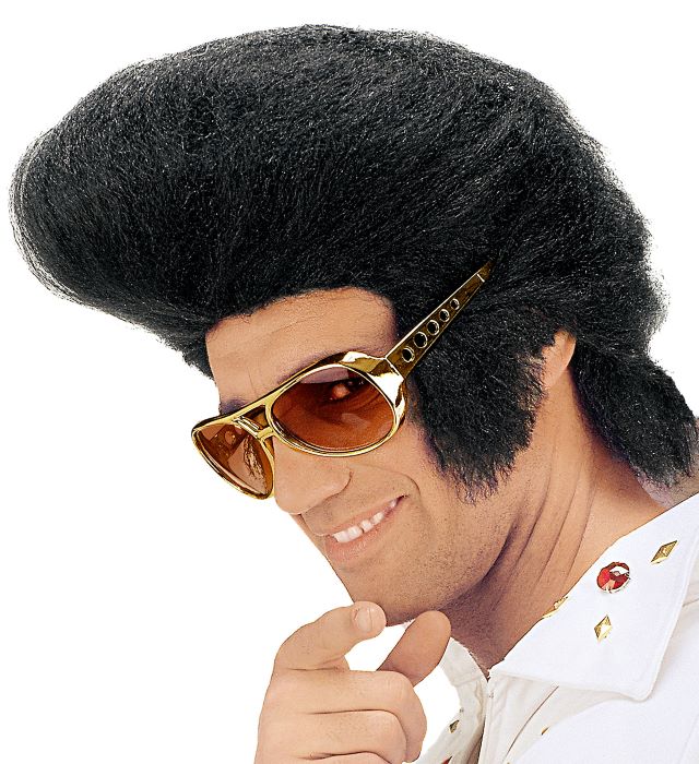Sort Rock N Roll Elvis Paryk - Fantastisk festtilbehør!