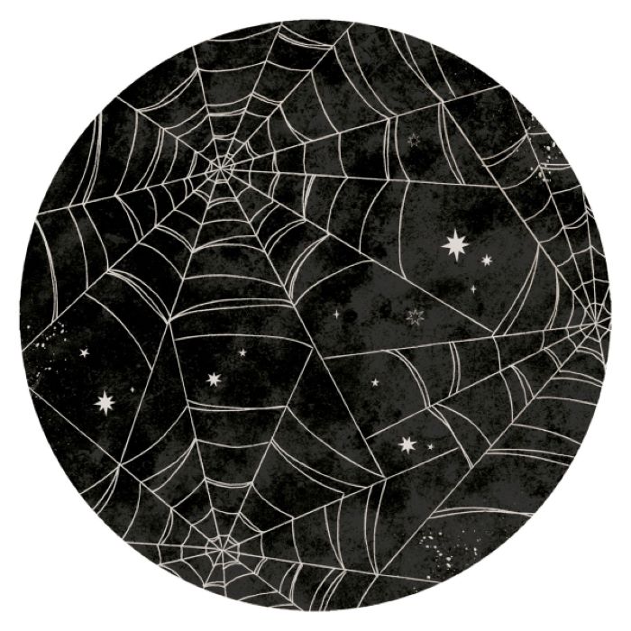 Sorte Halloween Pap Tallerkner med Edderkoppespind - 8 stk.