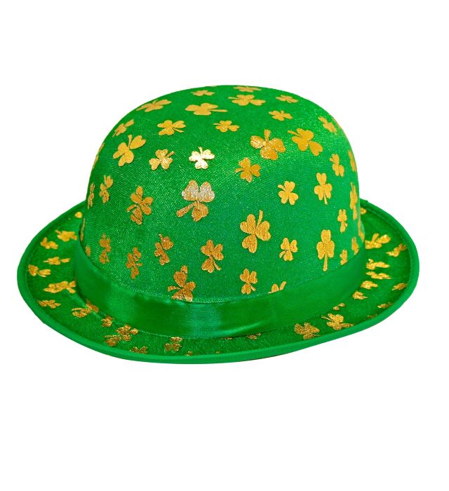 St. Patricks Bowler Hat med Kløver - Festhat til Fejring