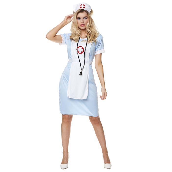 Sygeplejerske Kostume med Kjole til Temafest