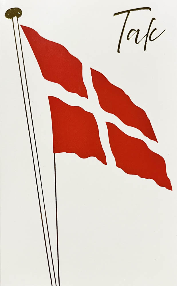 Dobbelt Takkekort med Dannebrog og Guldtryk – 5 Stk.