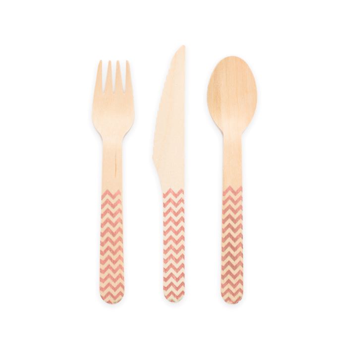 Rose Gold Træbestik 18 Dele til Fest - Unik Stil