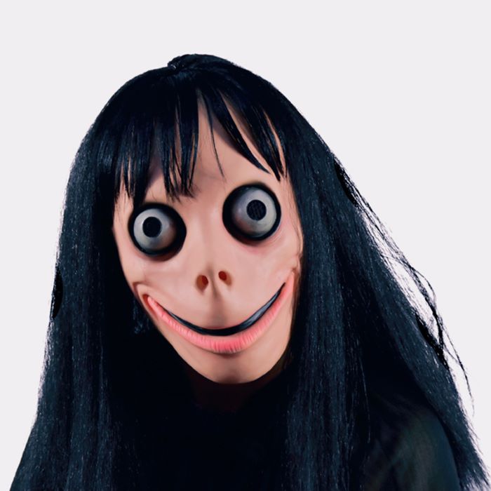 Uhyggelig Halloween Maske med Store Øjne og Sort Hår