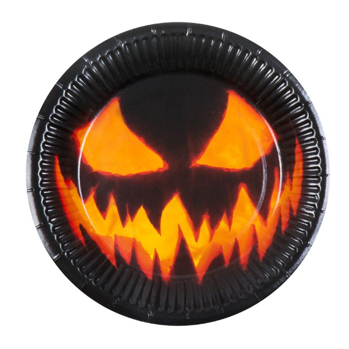 Uhyggelige Halloween Græskar Pap Tallerkner - 10 stk.