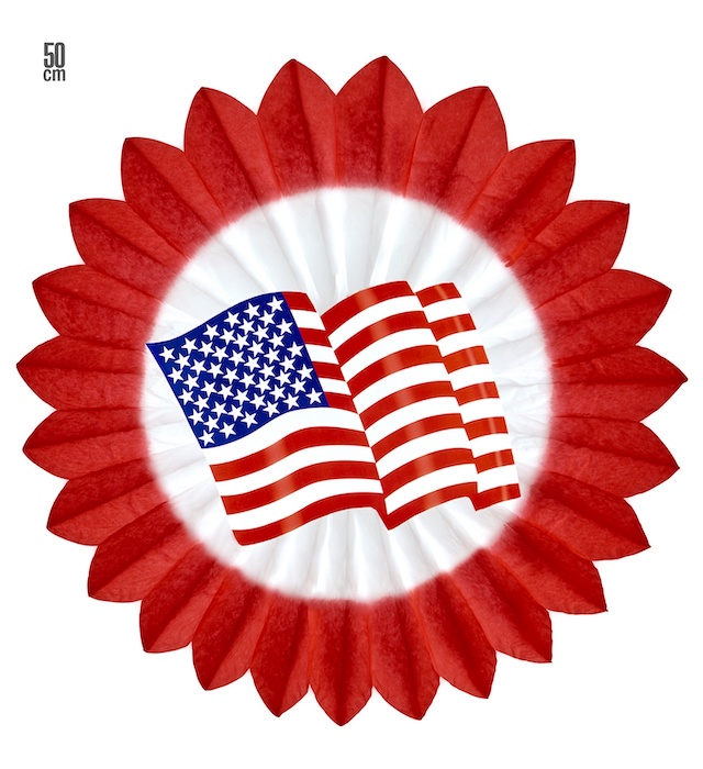 USA Rød Rosette 50 cm til Temafest - Festligt Tilbehør