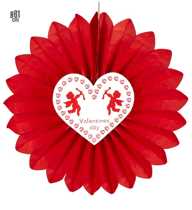 Valentinsdag Rød Rosette med Hjerte - 61 cm
