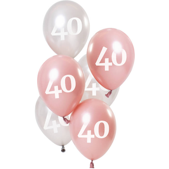 40 års Balloner Metallic Pink   Sølv 6x 23