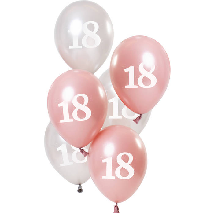 18 års Metallic Pink og Sølv Balloner - Fødselsdag