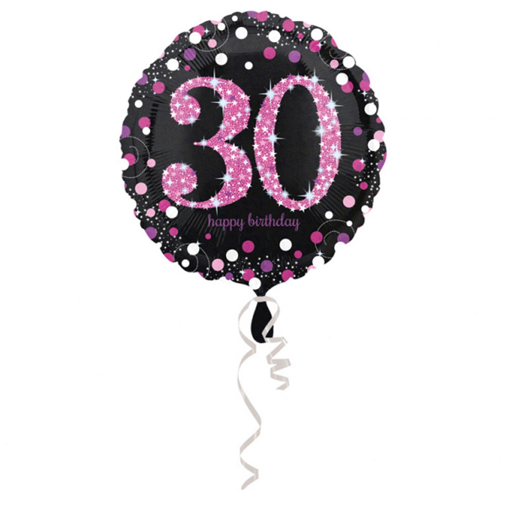 30 Års Fødselsdag Folieballon - Pink Holografisk Deko