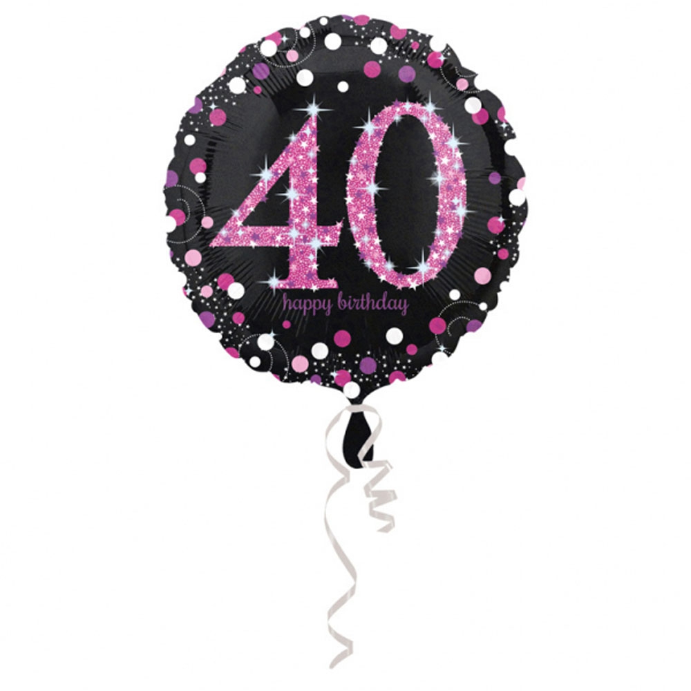 40 Års Fødselsdag Folieballon – Pink Holografisk Dekoration