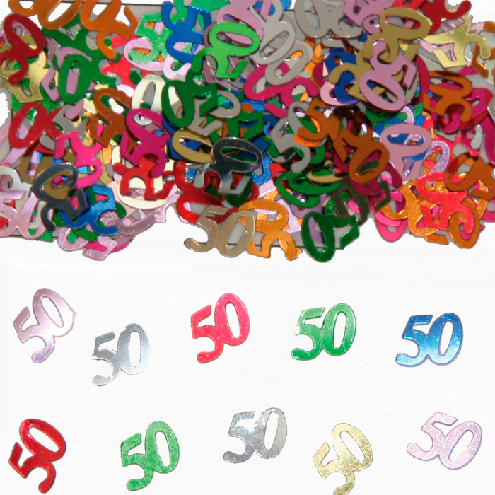 50 Års Fødselsdag Flerfarvet Konfetti - 14g Festdekoration