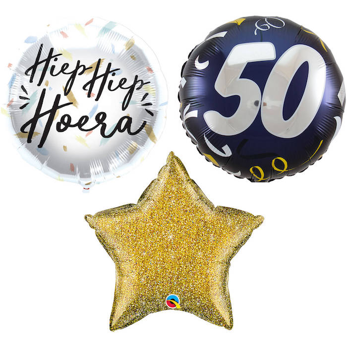 50 års Fødselsdags Ballonbuket - 3 stk. i flot design