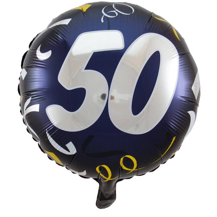 50 Års Fødselsdagsballon Blå - Uundgåelig Dekoration