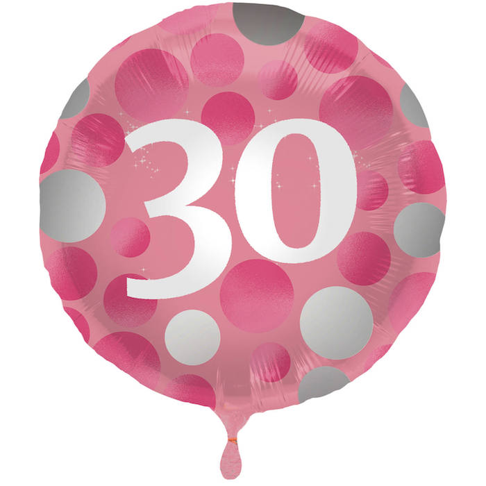 30 Års Pink Folie Ballon - Perfekt til Fødselsdagen
